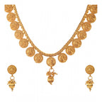 Women's Rose Gold Plated Alloy Necklace &amp; Earings Set (Gold)