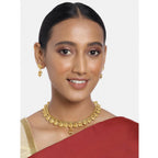 Women's Rose Gold Plated Alloy Necklace &amp; Earings Set (Gold)