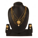 Women's Rose Gold Plated Alloy Necklace &amp; Earings Set (Gold)