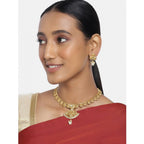 Women's Rose Gold Plated Alloy Necklace &amp; Earings Set (Gold)