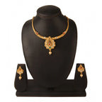 Women's Rose Gold Plated Alloy Necklace &amp; Earings Set (White &amp; Red)