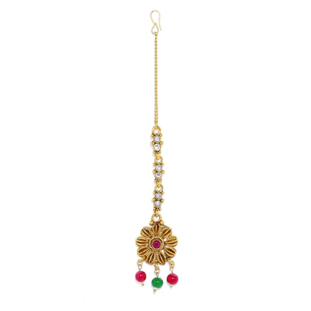 Women's Rose Gold Plated Alloy Necklace &amp; Earings Set (Multicolor)