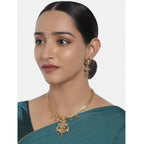 Women's Rose Gold Plated Alloy Necklace &amp; Earings Set (Gold)