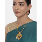 Women's Rose Gold Plated Alloy Necklace &amp; Earings Set (Gold)