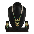Women's Rose Gold Plated Alloy Necklace &amp; Earings Set (Green)