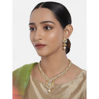 Women's Rose Gold Plated Alloy Necklace &amp; Earings Set (White)