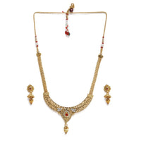Women's Rose Gold Plated Alloy Necklace &amp; Earings Set (Gold)