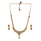 Women's Rose Gold Plated Alloy Necklace &amp; Earings Set (Gold)
