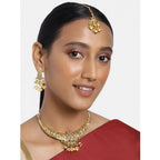 Women's Rose Gold Plated Alloy Necklace &amp; Earings Set (Gold)