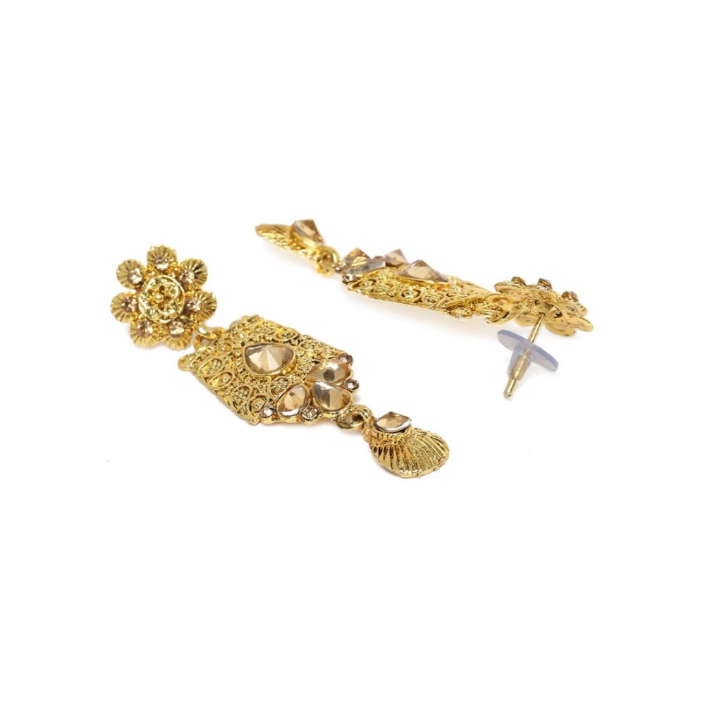 Women's Rose Gold Plated Alloy Necklace &amp; Earings Set (Gold)
