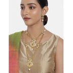 Women's Rose Gold Plated Alloy Necklace &amp; Earings Set (Gold)