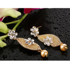 Women's Rose Gold Plated Alloy Earrings (White)