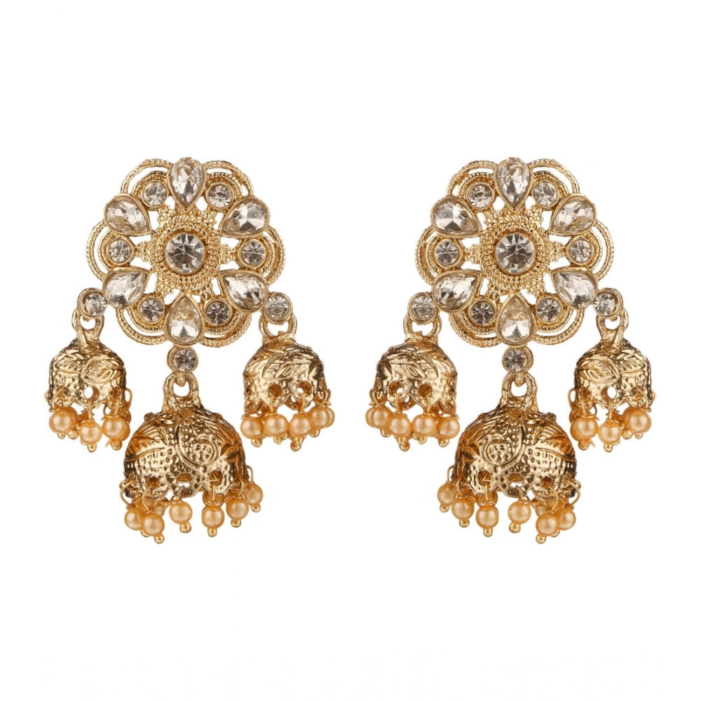 Women's Rose Gold Plated Alloy Earrings (White)