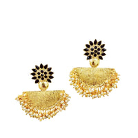 Women's Rose Gold Plated Alloy Earrings (Black)