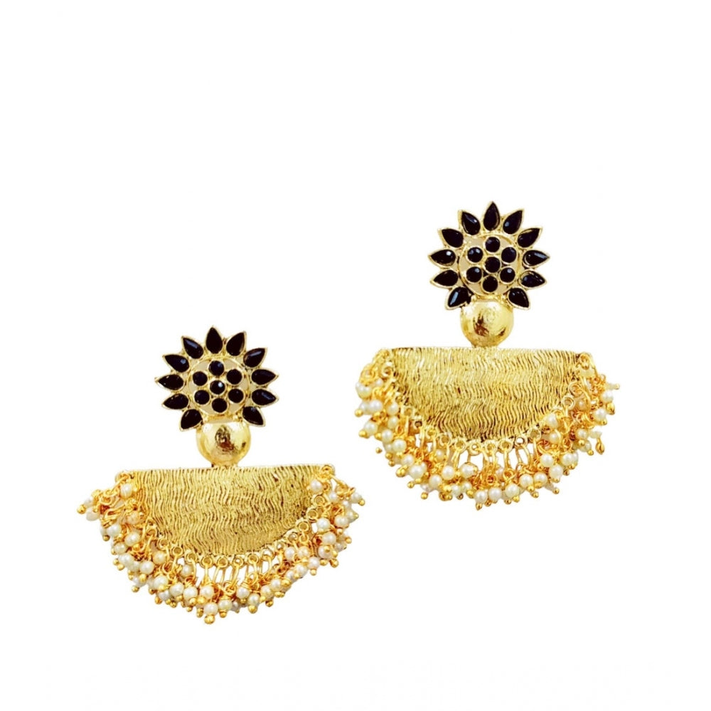 Women's Rose Gold Plated Alloy Earrings (Black)