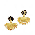 Women's Rose Gold Plated Alloy Earrings (Black)