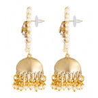 Women's Rose Gold Plated Alloy Earrings (White &amp; Red)