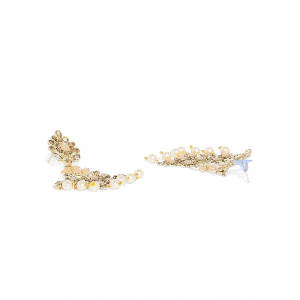 Women's Rose Gold Plated Alloy Earrings (Gold &amp; Pink)