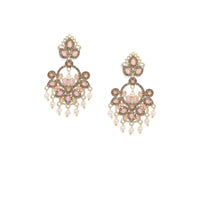 Women's Rose Gold Plated Alloy Earrings (Gold &amp; Pink)