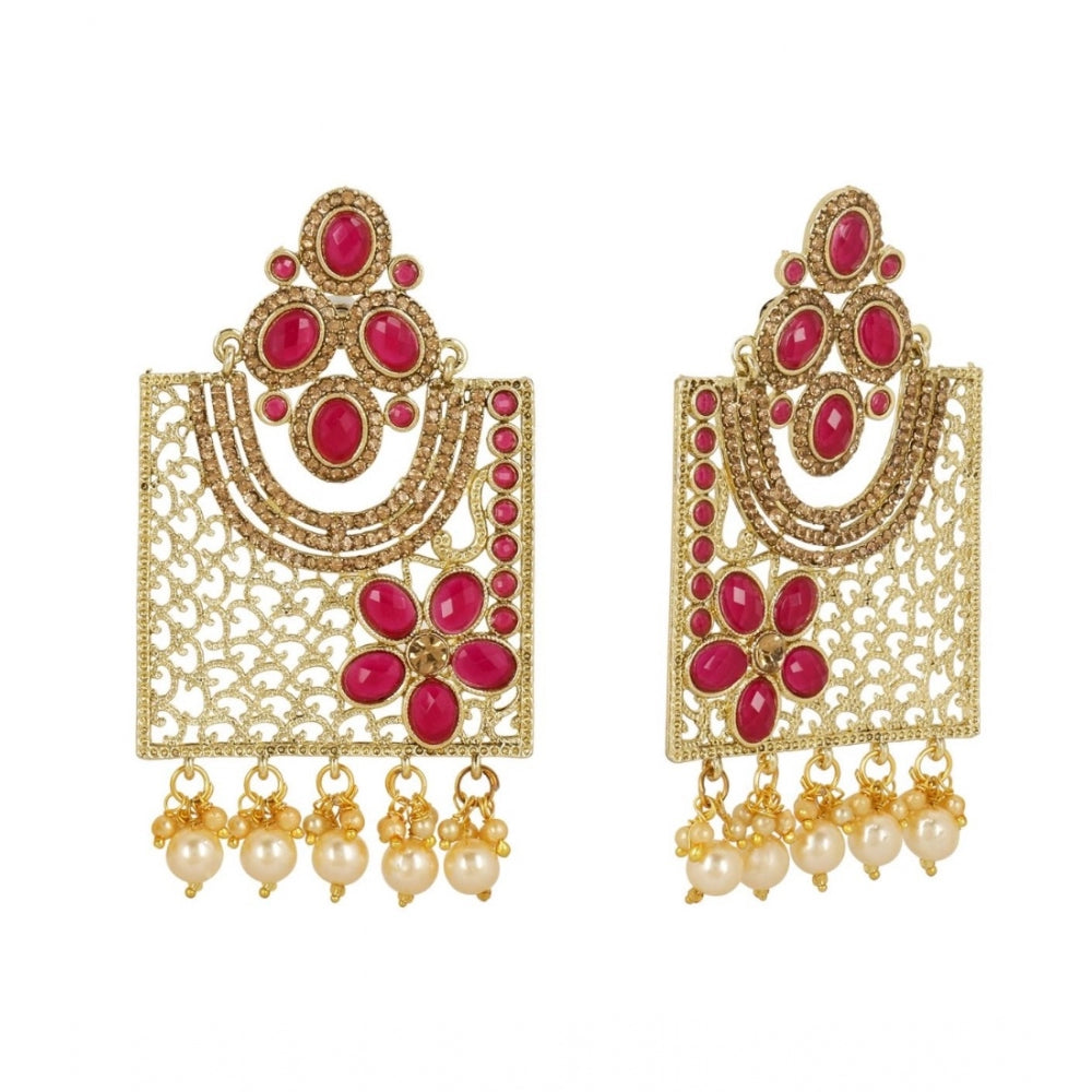 Women's Rose Gold Plated Alloy Earrings (Gold &amp; Pink)