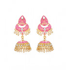 Women's Rose Gold Plated Alloy Earrings (Pink)