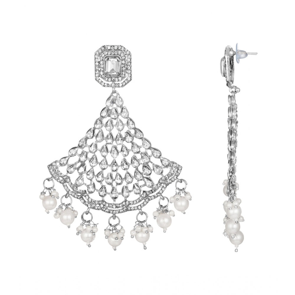 Women's Rose Gold Plated Alloy Earrings (White)