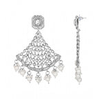 Women's Rose Gold Plated Alloy Earrings (White)