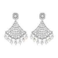 Women's Rose Gold Plated Alloy Earrings (White)