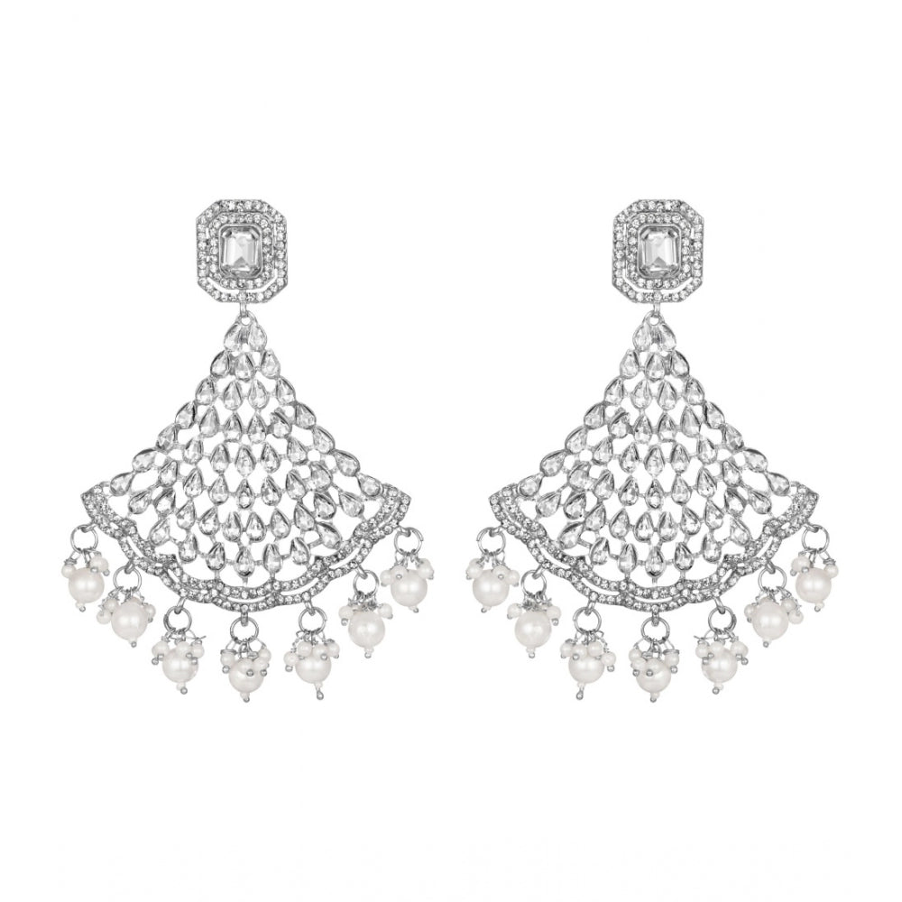 Women's Rose Gold Plated Alloy Earrings (White)
