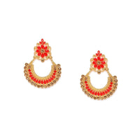 Women's Rose Gold Plated Alloy Earrings (Red)