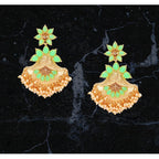 Women's Rose Gold Plated Alloy Earrings (Light Green)