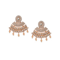 Women's Rose Gold Plated Alloy Earrings (White)