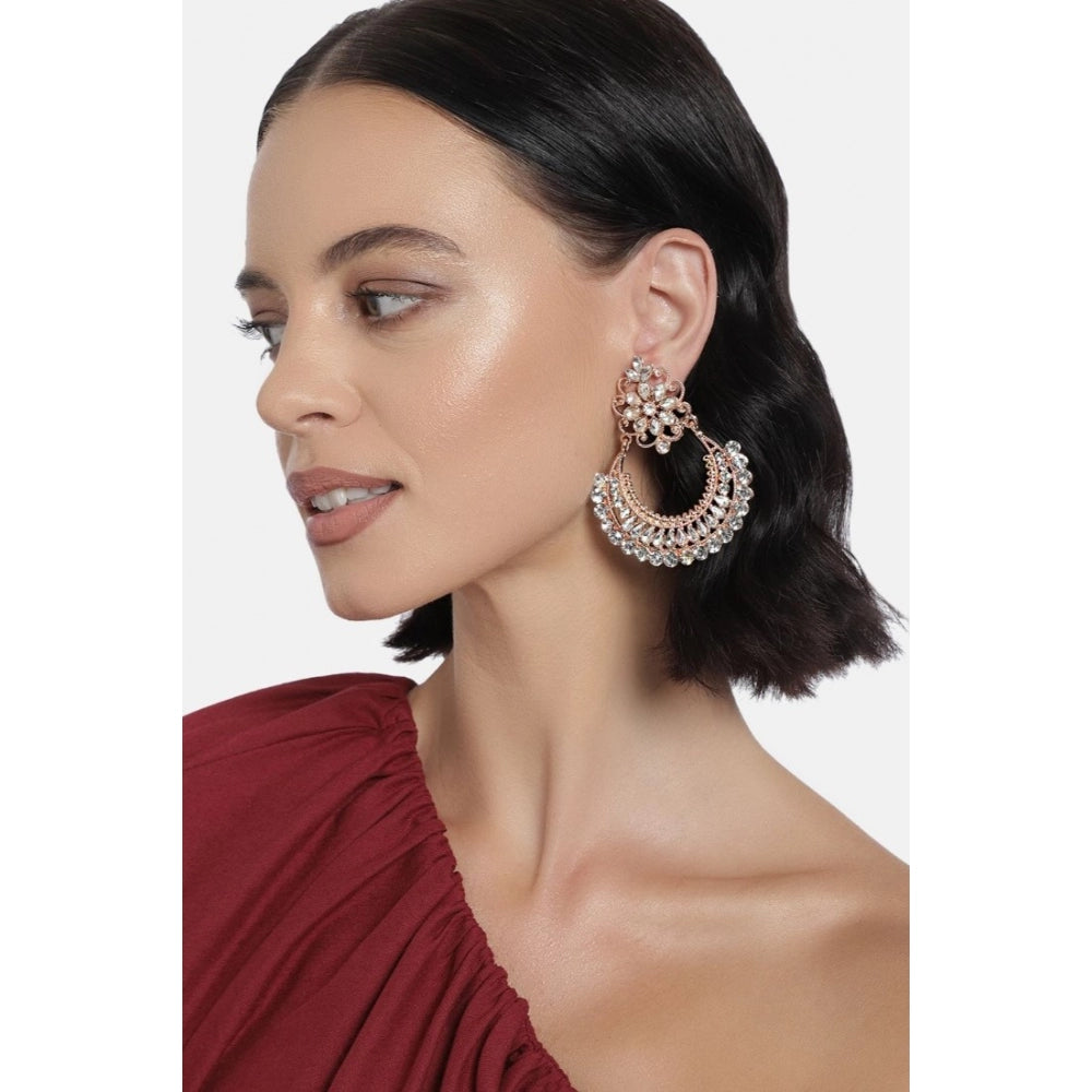 Women's Rose Gold Plated Alloy Earrings (White)