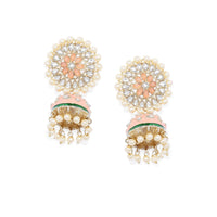 Women's Rose Gold Plated Alloy Earrings (White &amp; Orange)