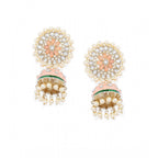 Women's Rose Gold Plated Alloy Earrings (White &amp; Orange)