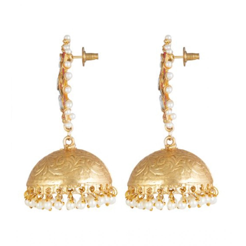 Women's Rose Gold Plated Alloy Earrings (Red)