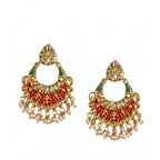 Women's Rose Gold Plated Alloy Earrings (Red &amp; Green)