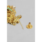 Women's Rose Gold Plated Alloy Earrings (Gold &amp; Green)