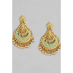 Women's Rose Gold Plated Alloy Earrings (Gold &amp; Green)