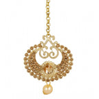 Women's Rose Gold Plated Alloy Kundan Earrings &amp; Mangtikka (Gold)