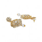 Women's Rose Gold Plated Alloy Kundan Earrings &amp; Mangtikka (White)