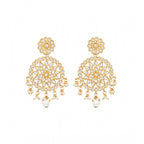 Women's Rose Gold Plated Alloy Kundan Earrings &amp; Mangtikka (White)
