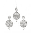 Women's Rose Gold Plated Alloy Kundan Earrings &amp; Mangtikka (White)
