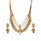 Women's Rose Gold Plated Alloy Necklace &amp; Earings Set (Multicolor)