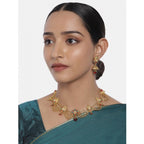 Women's Rose Gold Plated Alloy Necklace Set (Green &amp; Red)