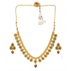 Women's Rose Gold Plated Alloy Choker Necklace Set (Green &amp; Red)