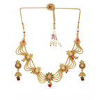 Women's Rose Gold Plated Alloy Necklace Set (Green &amp; Red)