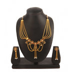 Women's Rose Gold Plated Alloy Necklace Set (Green &amp; Red)