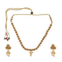 Women's Rose Gold Plated Alloy Necklace &amp; Earings Set (Gold)