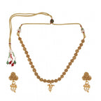 Women's Rose Gold Plated Alloy Necklace &amp; Earings Set (Gold)